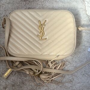 Yves Saint Laurent Cream Quilted Crossbody Bag